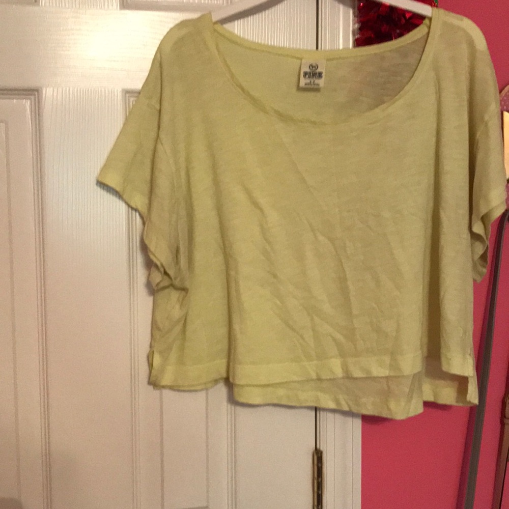 Bright yellow Victoria’s Secret crop top